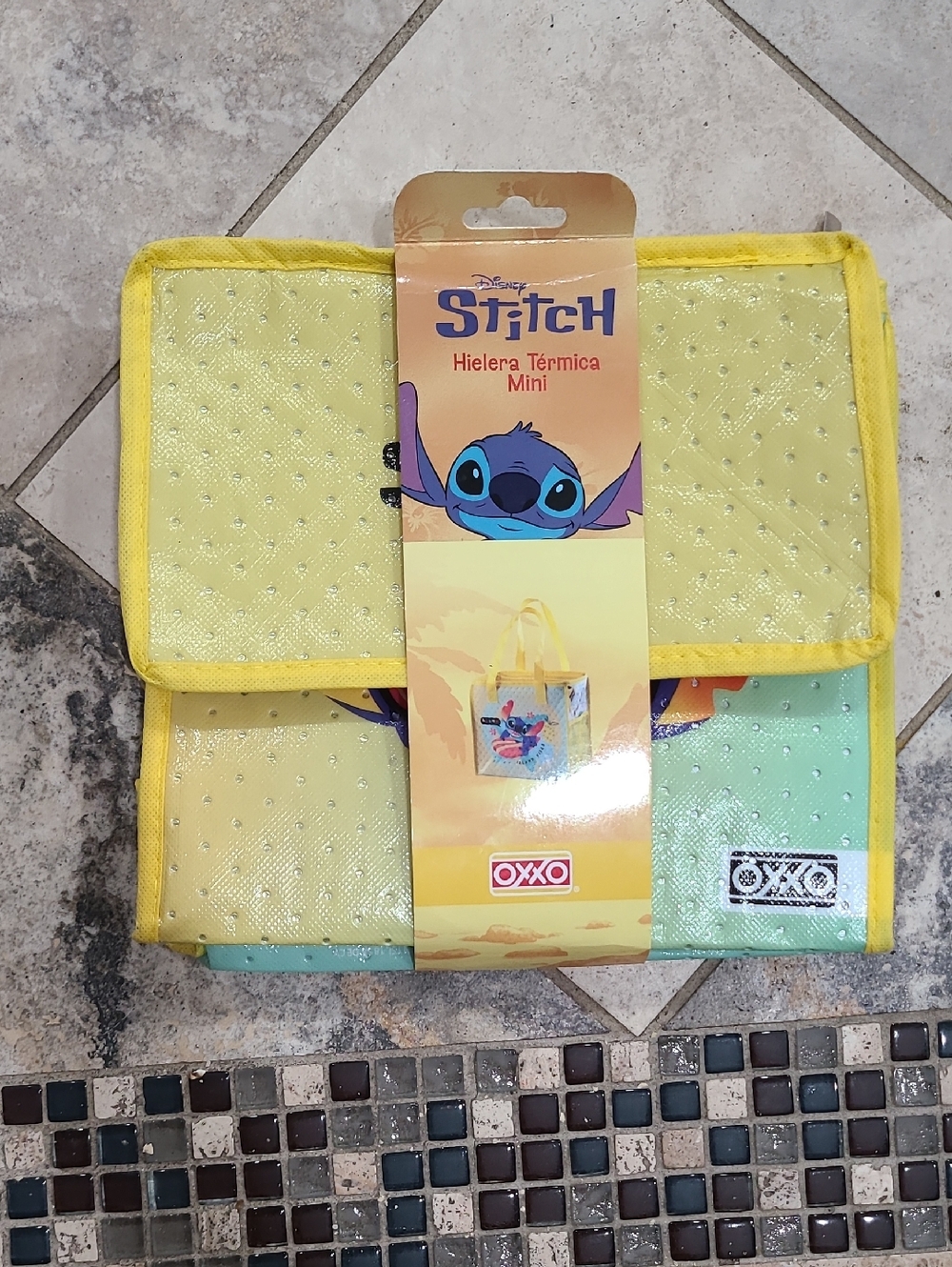 Disney Stitch Foldable Mini Cooler Bag - Yellow & Mint Green